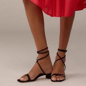 Reformation Alice Heeled Sandal in Black Suede Size 7